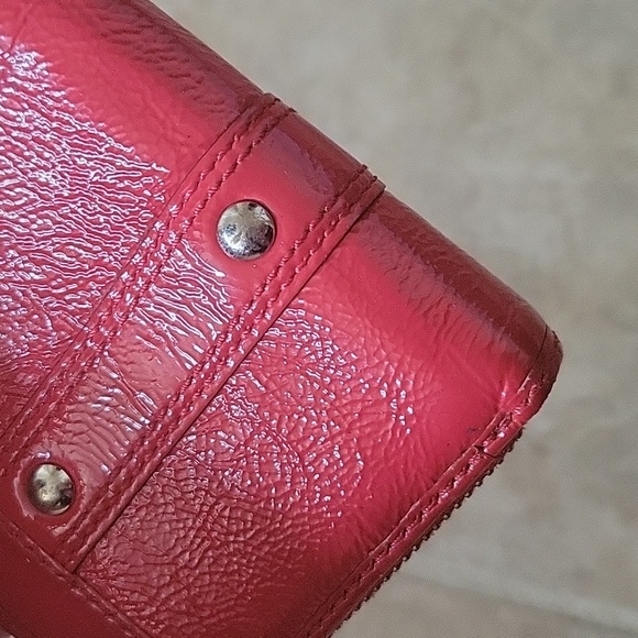 COACH RED PATENT LEATHER Zip Around Wallet- Rare - Picture 8 of 13